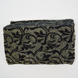 Black, Green + Gold Semi-Sheer Metallic Flocked Velvet Pattern Fabric - 48" x 144"