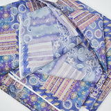 Purple, Blue + Gold Floral Patchwork Print Quilting Weight Woven Fabric - 44" x 144"