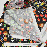 Black + Colorful Counting Illustration Print Quilting Weight Woven Fabric - 40" x 144"