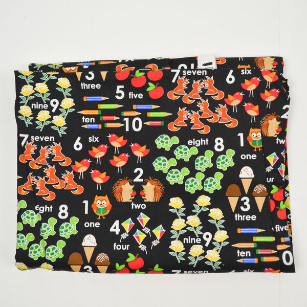 Black + Colorful Counting Illustration Print Quilting Weight Woven Fabric - 40" x 144"