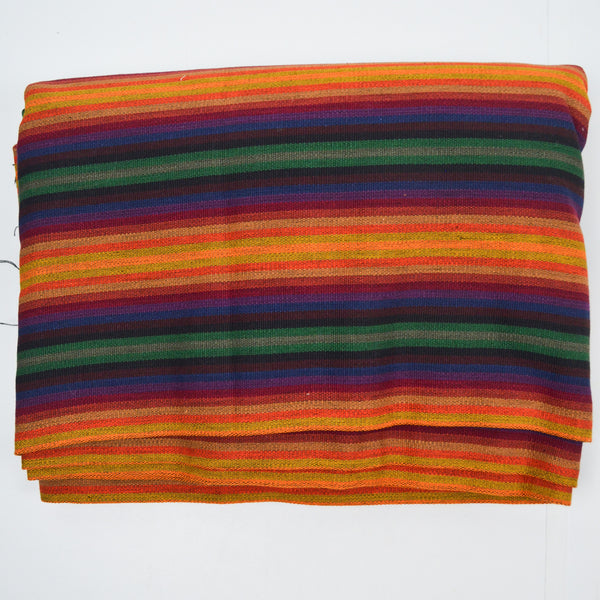 Dark Rainbow Striped Thick Woven Fabric - 36" x 152"