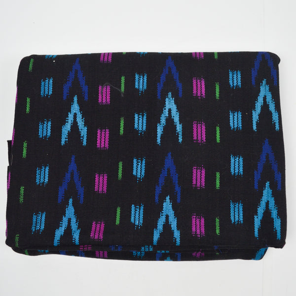 Black, Blue, Purple + Green Geometric Woven Fabric - 36" x 104"