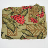 Green + Red Floral Print Drapey Plaid Woven Fabric - 56" x 112"