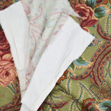 Green + Pink Ornate Rose Print Twill Woven Fabric - 40" x 56"