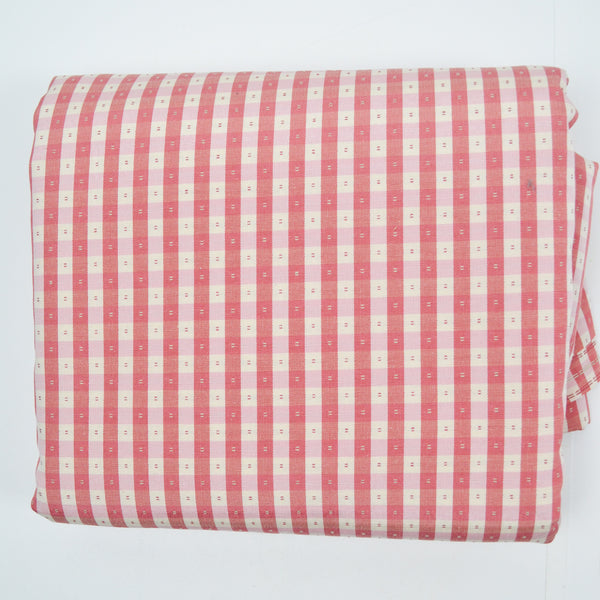 Pink, Red + White Gingham Woven Fabric - 56" x 200"