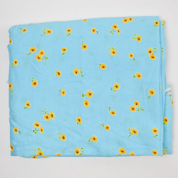 Blue + Yellow Floral Print Lightweight Drapey Woven Fabric - 54" x 92"