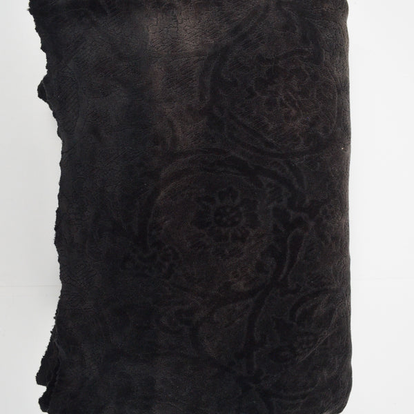 Black Floral Cut Pile Chenille Fabric - 64" x 66"