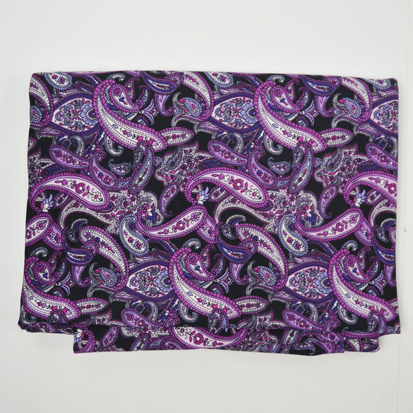 Purple Paisley Print Stretchy Knit Fabric - 66" x 80"