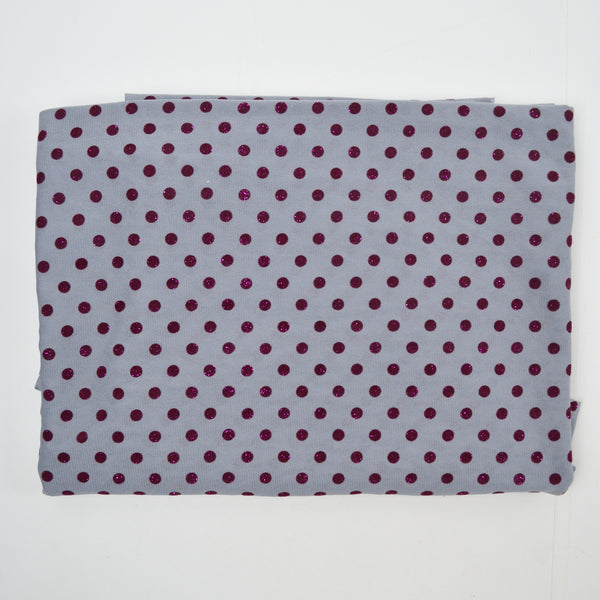 Sparkly Magenta Polka Dot + Gray Mesh Fabric - 58" x 132"