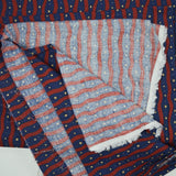 Red + Blue Wavy Stripe Print Quilting Weight Woven Fabric - 45" x 90"