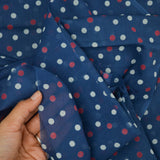 Blue, Red + White Sheer Polka Dot Woven Fabric - 31" x 136"