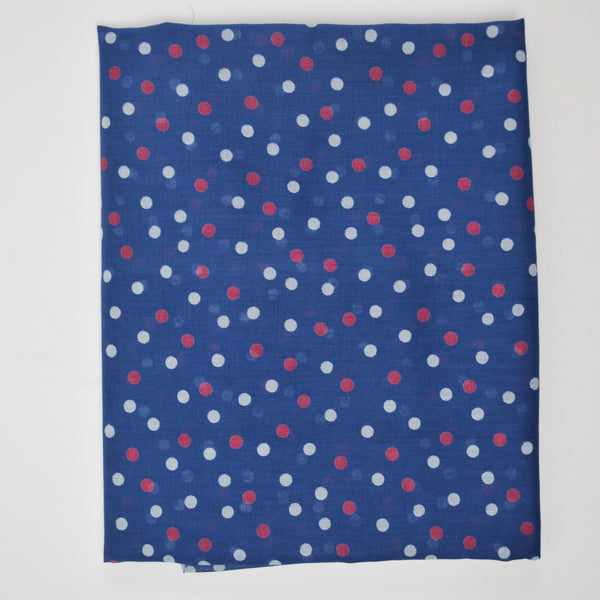 Blue, Red + White Sheer Polka Dot Woven Fabric - 31" x 136"