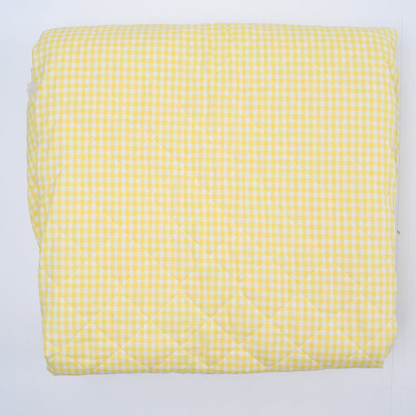 Yellow + White Gingham Quilted Fabric - 44" x 100"