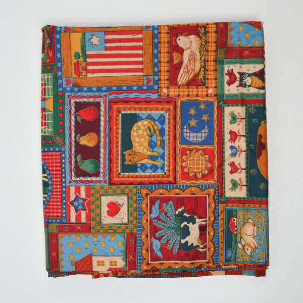 Folk Art Farm Patchwork Style Print Quilting Weight Woven Fabric - 44" x 120"