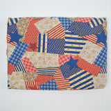 Red, White + Blue Patchwork Stars + Stripes Print Quilting Weight Woven Fabric - 45" x 160"