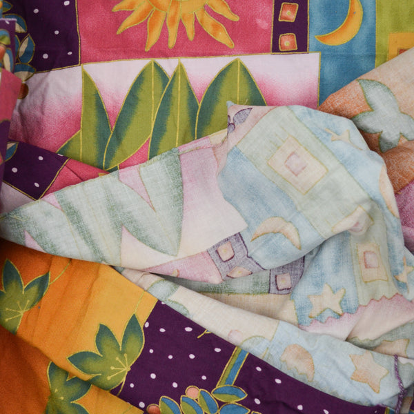 Colorful Patchwork Style Floral Print Woven Fabric - 55" x 152"