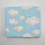 Light Blue + White Cloud Print Flannel Fabric - 44" x 132"
