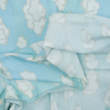 Light Blue + White Cloud Print Flannel Fabric - 46" x 152"