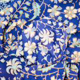 Blue, Orange + Teal Geometric Floral Print Woven Fabric - 80" x 82"