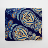 Blue, Orange + Teal Geometric Floral Print Woven Fabric - 80" x 82"