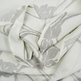 Light Green + Gray Large Floral Print Semi-Sheer Twill Woven Fabric - 59" x 144"