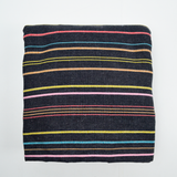 Black Thick Chambray Woven Fabric with Colorful Textured Stripes - 60" x 120"