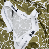 Olive Green + White Floral Print 100% Cotton Lightweight Woven Fabric - 57" x 112"