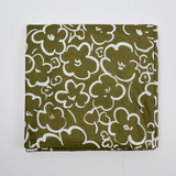 Olive Green + White Floral Print 100% Cotton Lightweight Woven Fabric - 57" x 112"