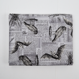 Black + White Spooky Animal + Definitions Print Quilting Weight Woven Fabric - 44" x 148"