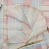 Pink, Blue + Off-White Plaid Stain Resist Coated Woven Drapery Fabric - 57" x 168"
