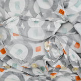 Gray, White, Orange + Teal Geometric Print Duvet Cover - 84" x 86"