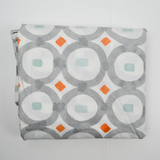 Gray, White, Orange + Teal Geometric Print Duvet Cover - 84" x 86"