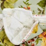 Green, Yellow + Red Fruit Print Floral Damask Woven Drapery Fabric - 57" x 336"