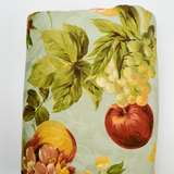 Green, Yellow + Red Fruit Print Floral Damask Woven Drapery Fabric - 57" x 336"
