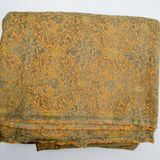 Orange + Gray-Green Chenille Brocade Pattern Woven Upholstery Fabric - 54" x 84" + Extra