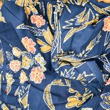 Black + Orange Floral Batik Woven Fabric - 40" x 156"