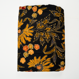 Black + Orange Floral Batik Woven Fabric - 40" x 156"