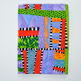 Bright Rainbow Patchwork Collage Print Quilting Weight Woven Fabric - 43" x 120"