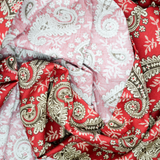 Red, White + Brown Paisley Print Curtain - 90" x 102"