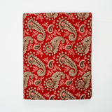 Red, White + Brown Paisley Print Curtain - 90" x 102"