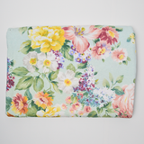 Pastel Green, Pink + Yellow Large Floral Print Cotton Blend Jersey Knit Fabric - 62" x 112"