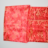 Red + Gold Floral Dragon Brocade Silky Woven Fabric - 46" x 144"