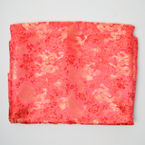 Red + Gold Floral Dragon Brocade Silky Woven Fabric - 46" x 144"