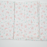 White, Pink + Green Dainty Floral Print Textured Woven Fabric - 46" x 108"
