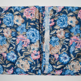 Blue, Beige + Pink Digital Floral Print Polyester Stretch Knit Fabric - 64" x 180"