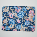 Blue, Beige + Pink Digital Floral Print Polyester Stretch Knit Fabric - 64" x 180"