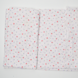 White, Red + Purple Dainty Floral Print Textured Woven Fabric - 46" x 102"