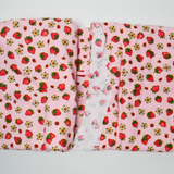 Pink + Red Strawberry + Ladybug Print Brushed Flannel Woven Fabric - 40" x 240"