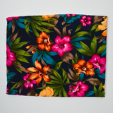 Black, Pink, Orange + Green Tropical Floral Print Drapey Woven Fabric - 44" x 144"