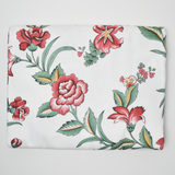 White, Red + Green Floral Print Woven Drapery Fabric - 56" x 180"